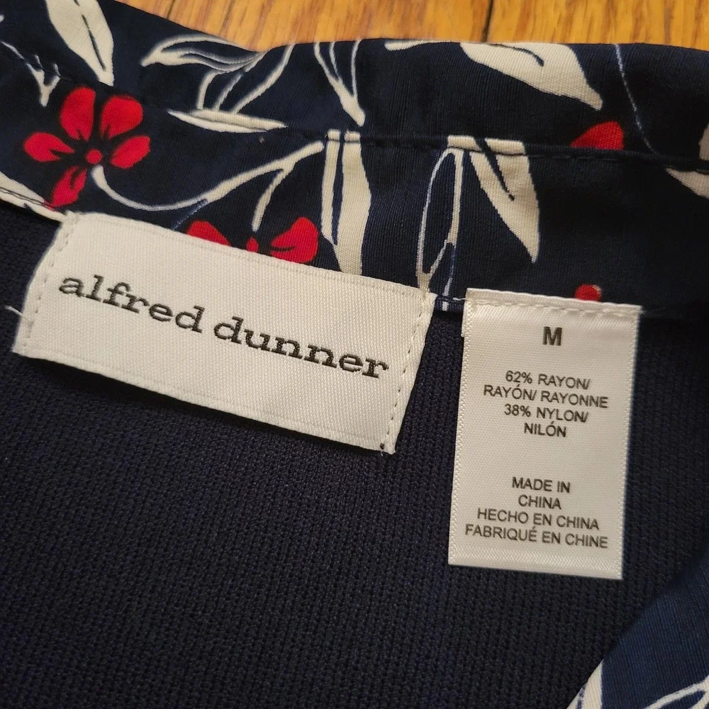 Alfred Dunner Cote DAzur Navy Blue Floral Layered Cardigan Sweater‎ M Grandma